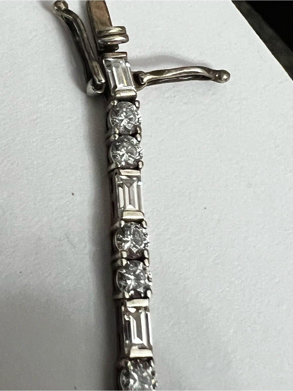 Sterling and CZ  Line Bracelet - Sparkling White Stones vintage. - Picture 10 of 14
